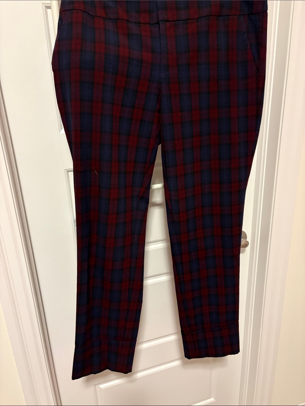 Calvin Klein Plaid Dress Pants - Navy & Burgundy